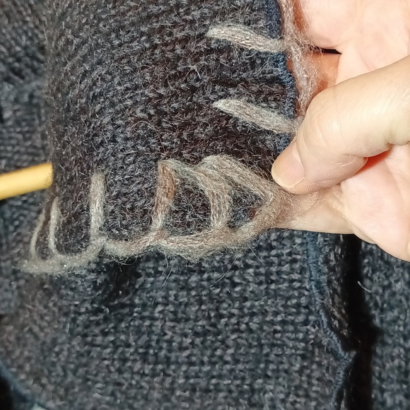 Rare Cupio duster cardigan wool blend Y2K large buttons ruffles mixed media M - Picture 8 of 10